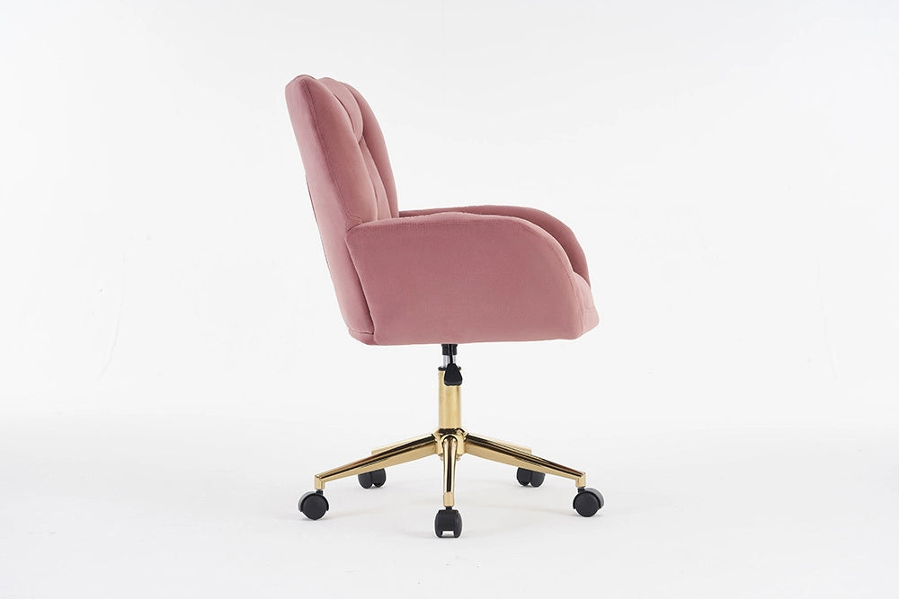 Sedia Ufficio - Xylo - 60??60??110 cm - Velluto Rosa Piedi Dorati