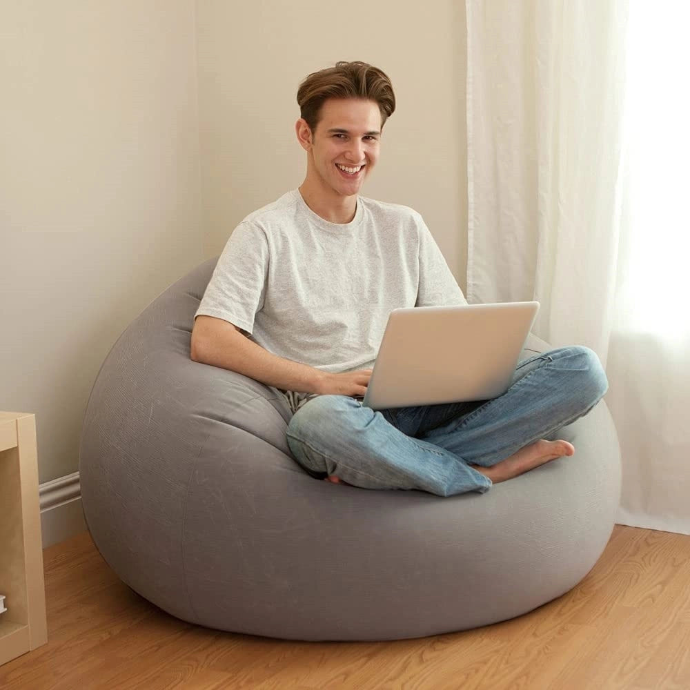 Trade Shop - Poltrona Sacco Gonfiabile 114 X 114 X 71cm Beanless Bag Portatile Floccato 68579 -