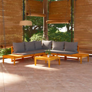 Set Divani Giardino 4 pz con Cuscini Grigio Scuro Legno Acacia 3087267