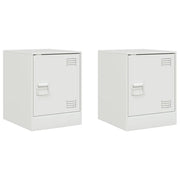Set di 2 Comodini | Armadio da Notte | Mobiletto da notte Bianchi 34,5x39x44 cm in Acciaio