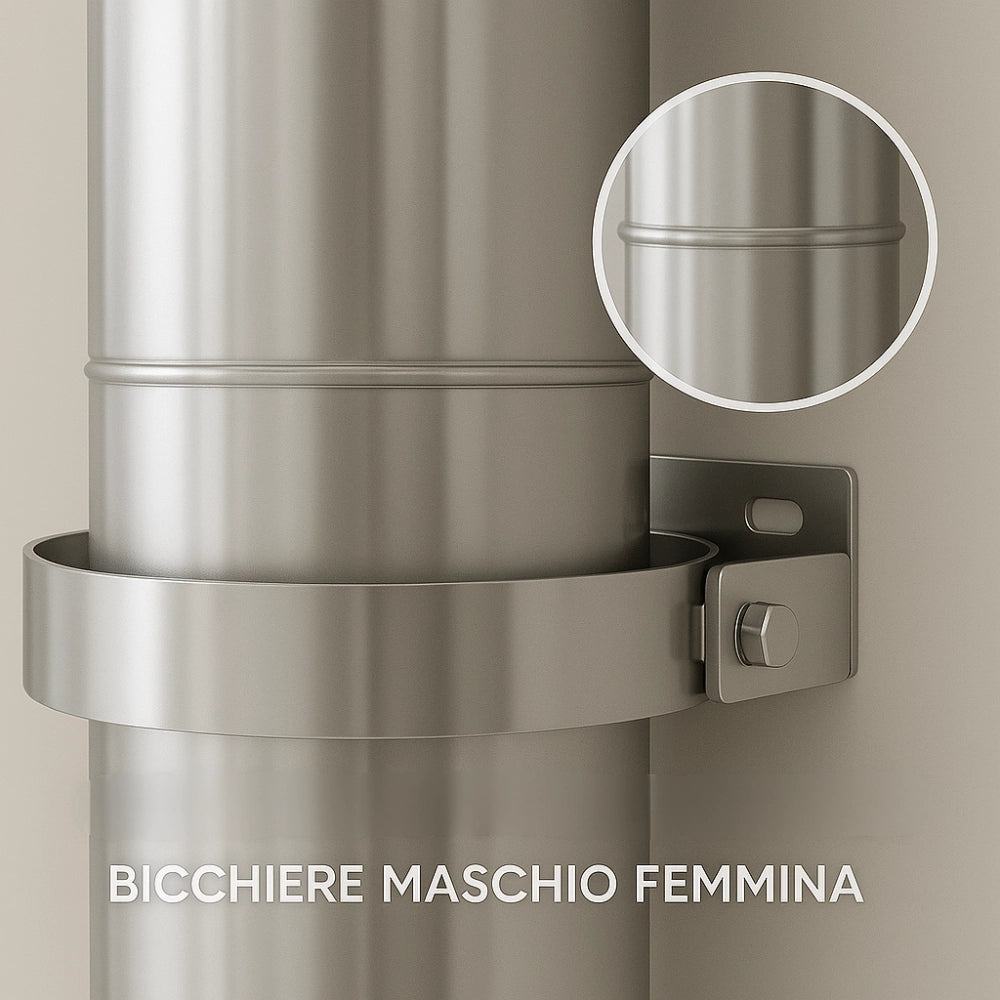 Fascetta murale Ø 350 mm acciaio inox fissaggio canna fumaria parete piana