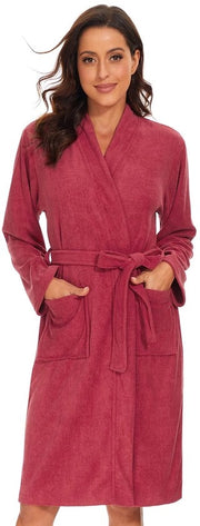 Camicia da bagno leggera per donna con lunghezza knielange per sauna in vino rosso XL