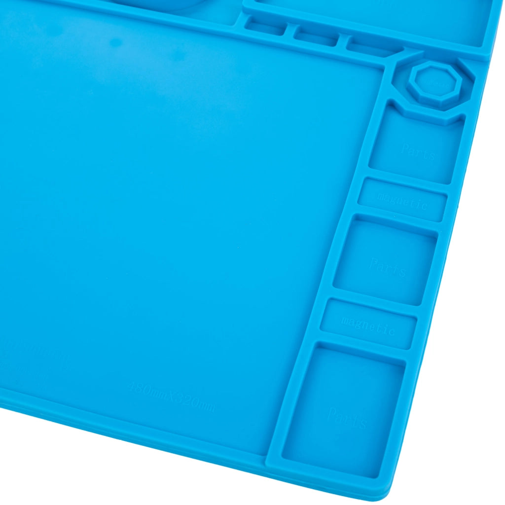 Tappetino in Silicone Antistatica 480x320mm – Resistenza Alta Temperatura 500°C | Base Magnetica e Metallica