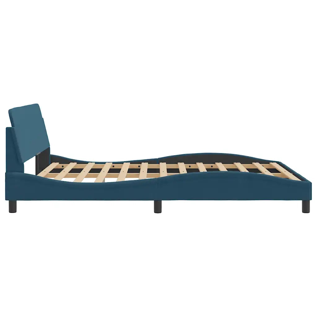 Giroletto con Testiera-Struttura letto con testiera Dover Blu 160x200 cm in Velluto