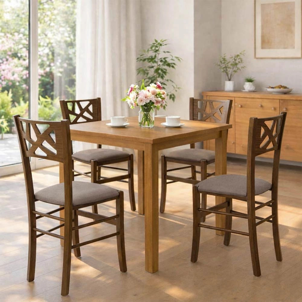 Sedie sala pranzo Sissy in legno noce scuro seduta imbottita tortora set da 2