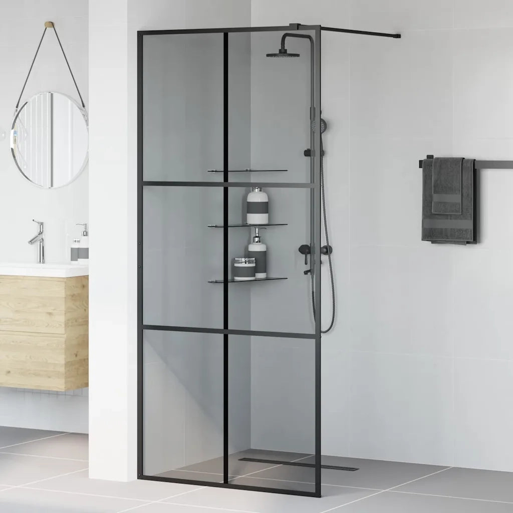 Parete Doccia Walk-in Nero 90 x 195 cm vetro temperato