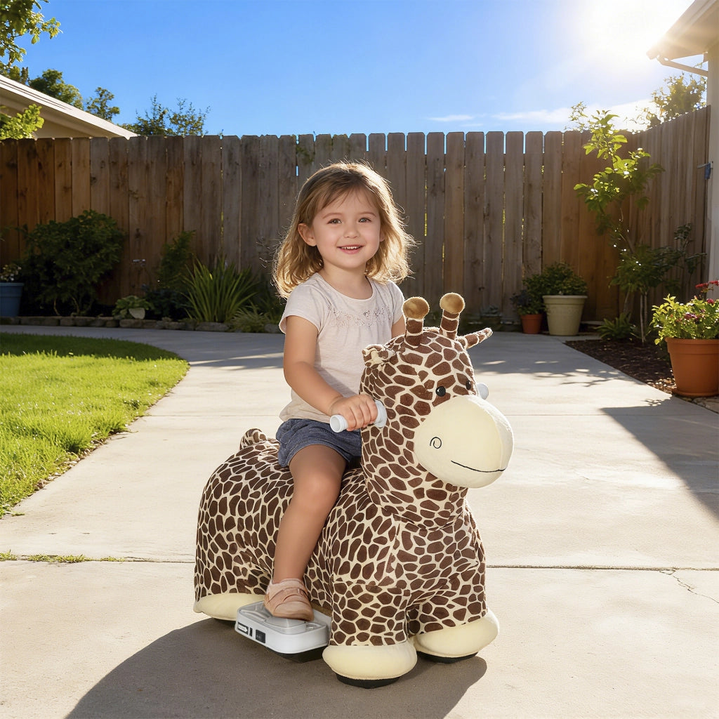 Giraffa a Dondolo per Bambini ¨C Zephmum ¨C Batteria, Musica, Tessuto Lavabile, Marrone