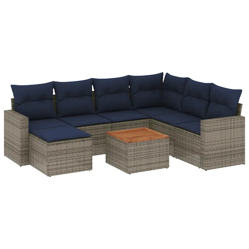 Set Divani da Giardino 8 pz con Cuscini Grigio in Polyrattan 3256572