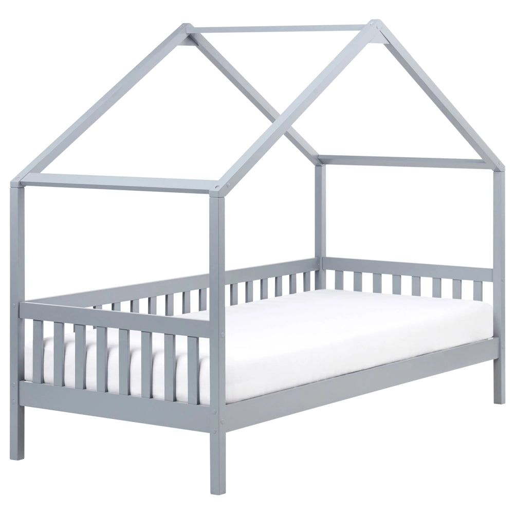 Letto a forma di casa per bambini Legno di pino grigio UE Struttura letto singolo con doghe
