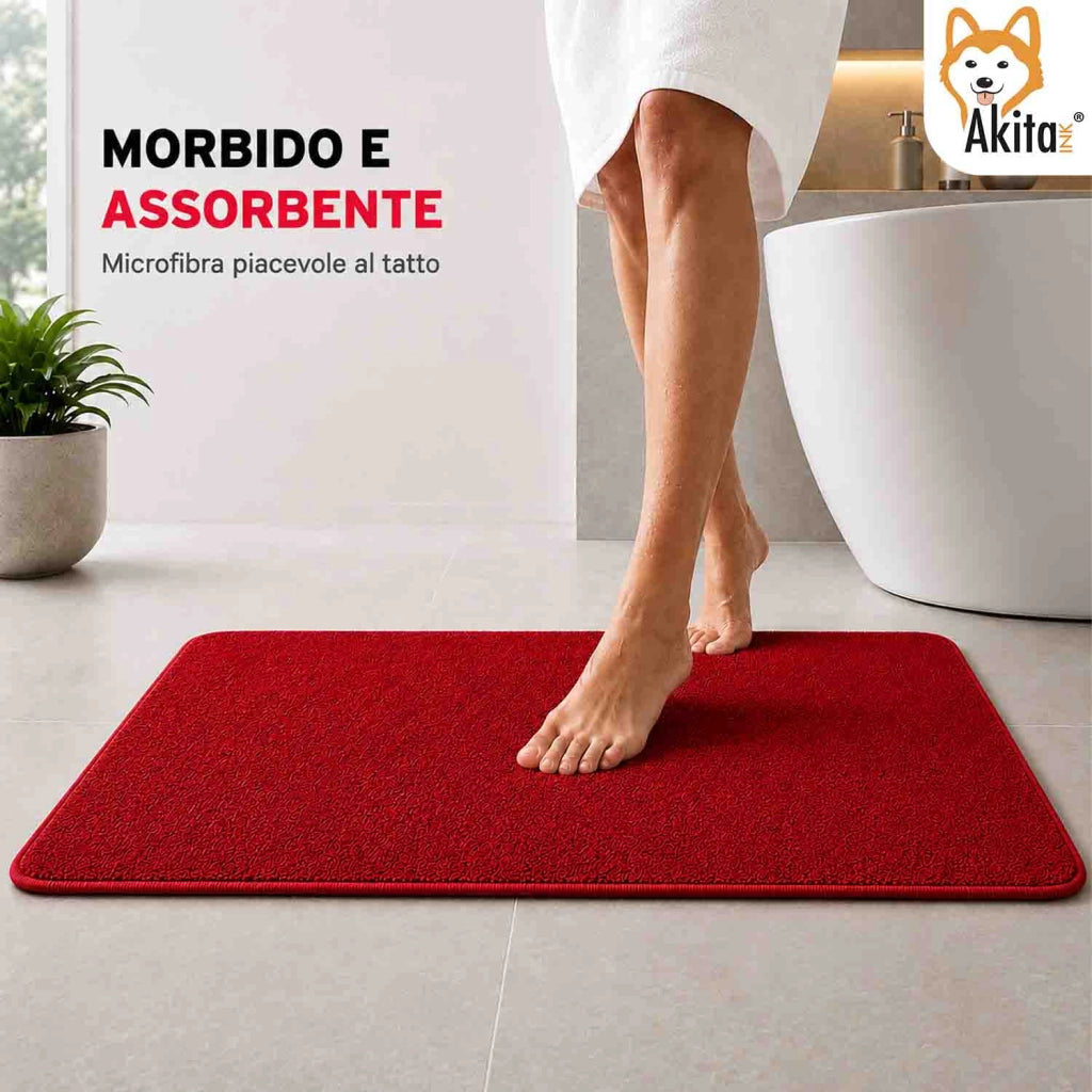 Akitaink Tappeto Multiuso in Microfibra 50x80 cm Rosso