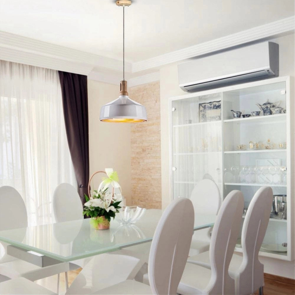 Trade Shop - Lampadario A Sospensione Stile Industriale In Metallo Pendente A Coppa E27 A93 - Bianco