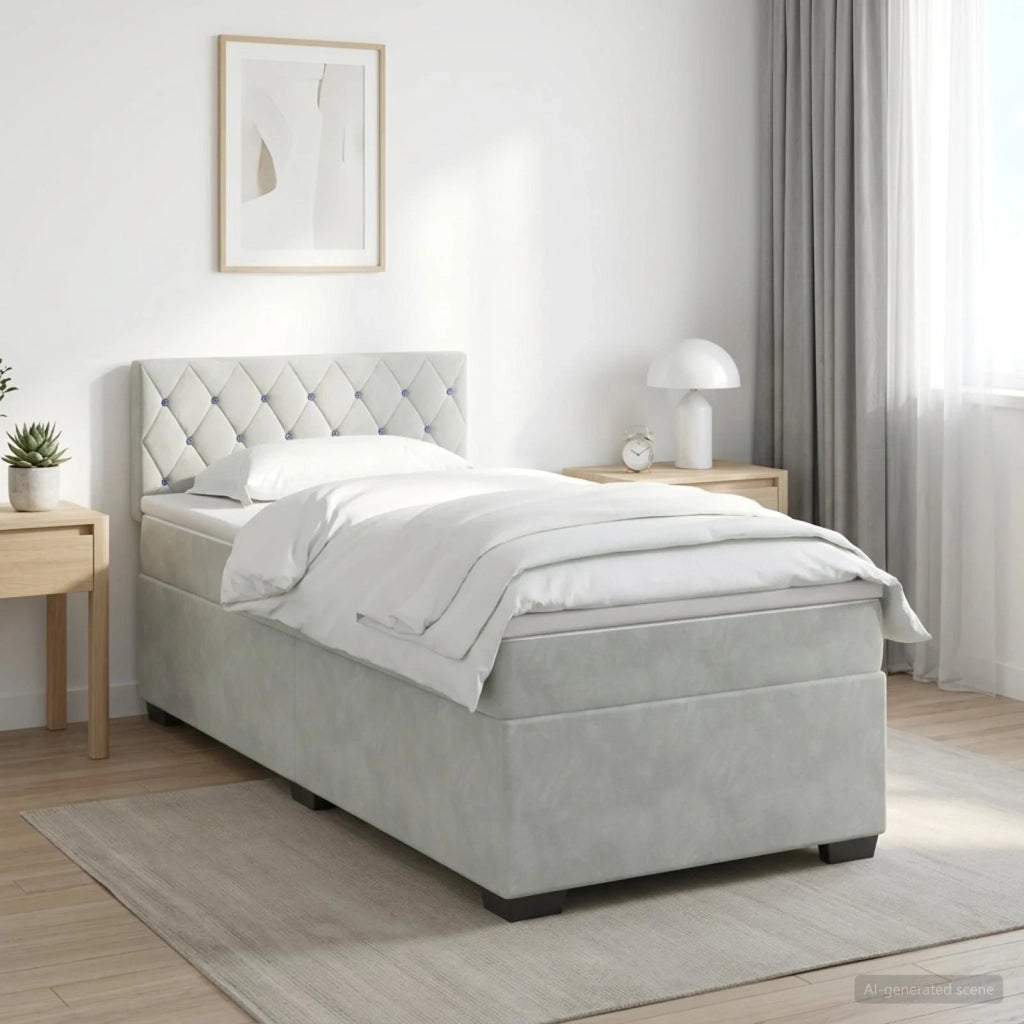 Letto con Box Spring, Materasso e LED Grigio Chiaro 80 x 200 cm 3452060