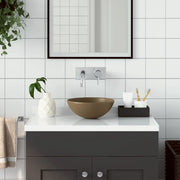 Lavandino da Bagno-Lavabo-Lavello in Ceramica Crema Opaco Rotondo