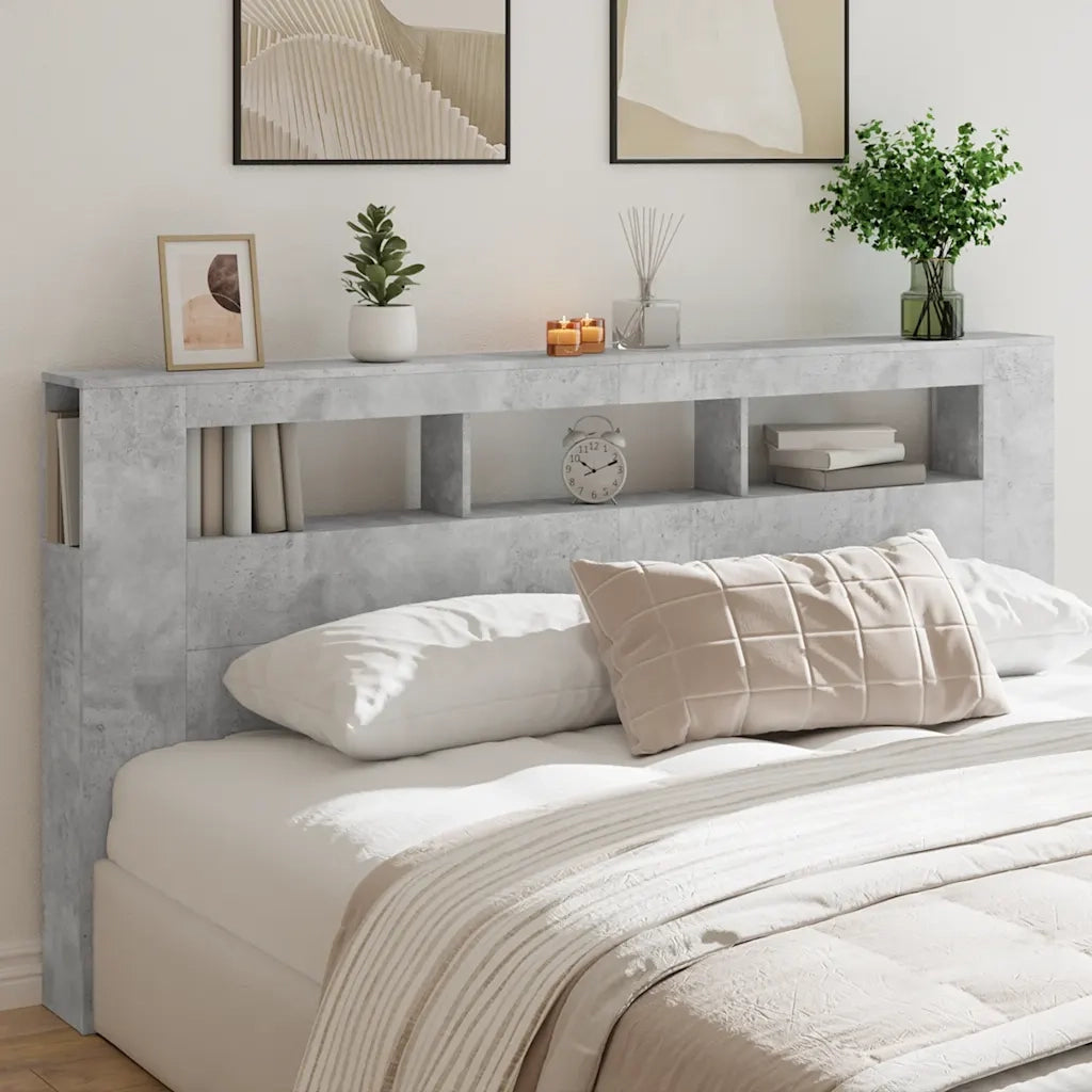 Testiera | Testata LED Grigio Cemento 200x18,5x103,5 cm Legno Multistrato