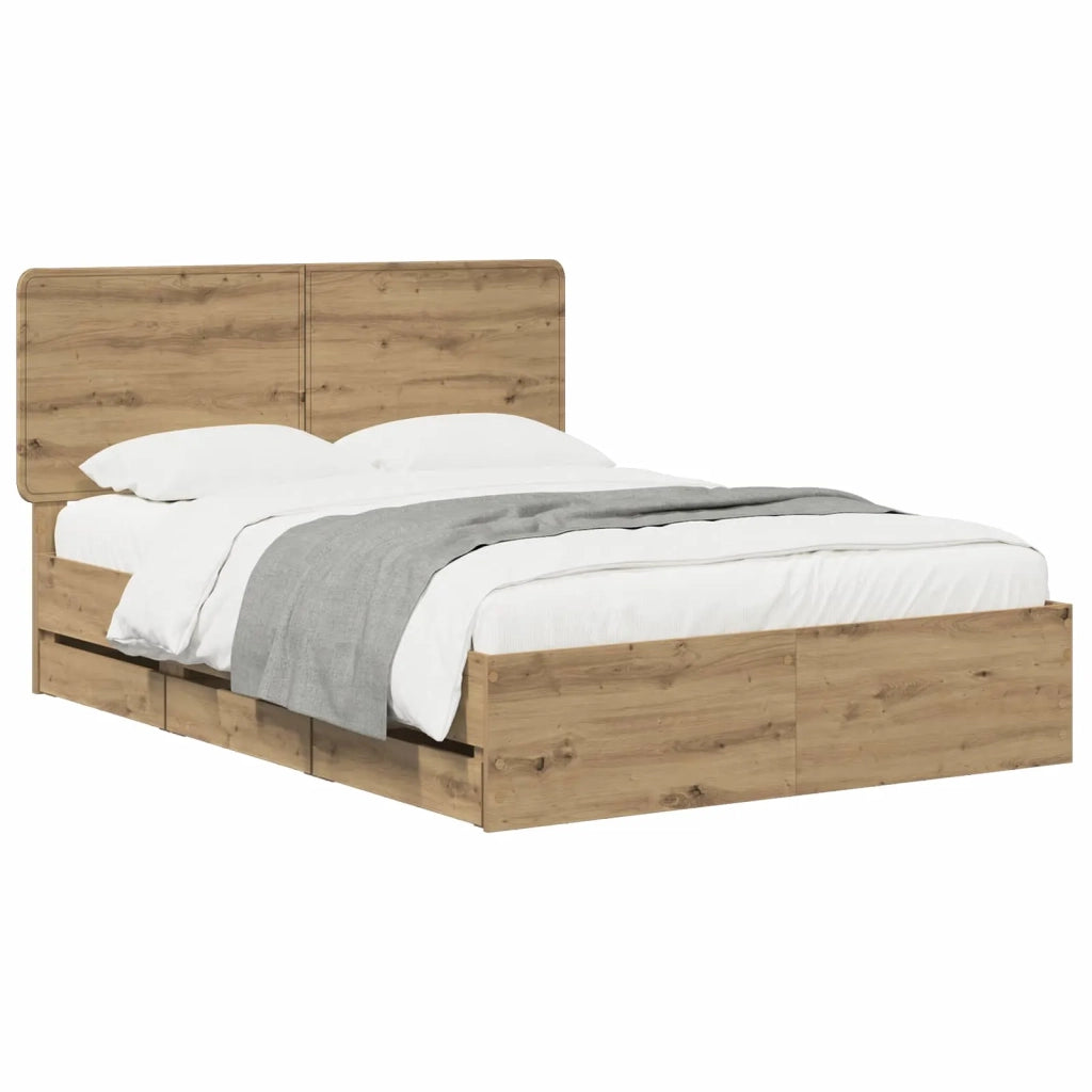 Bed Frame with Storage and Headboard Artisan Oak 120 x 200 cm 3445806