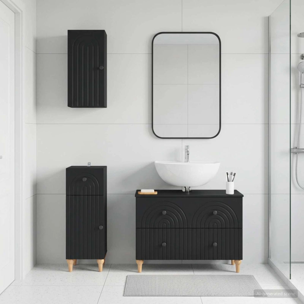 Set di armadietti da bagno in 3 pezzi ALKMAAR Nero 3417748