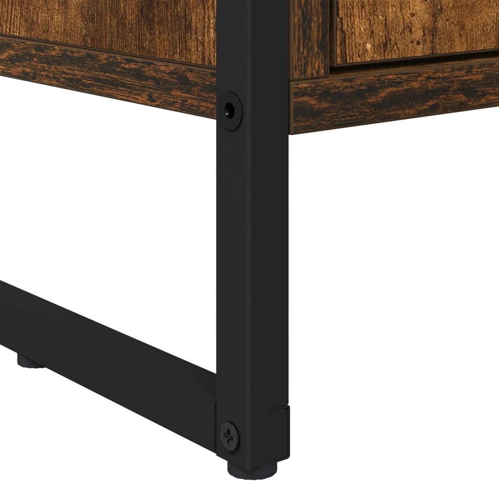 Set di 2 moderni mobili alti rettangolari 79 x 36 x 200 cm con ante in legno ingegnerizzato resistente con finitura rovere affumicato 02_0056105