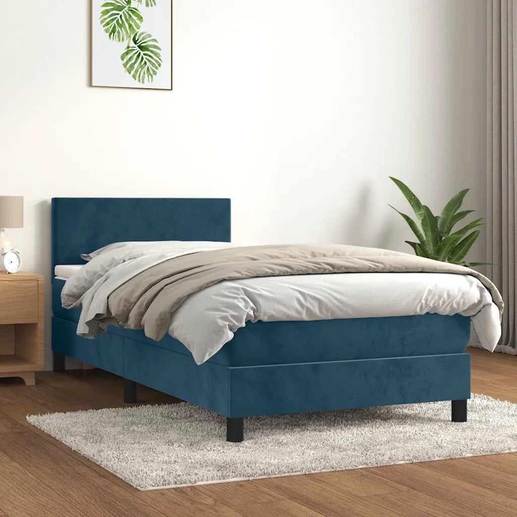 Giroletto a Molle con Materasso Blu Scuro 90x200 cm in Vellutocod mxl 99633