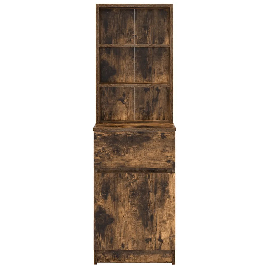 Comodino | Armadio da Notte | Mobiletto da notte Rovere Fumo 39x35x125 cm in Legno Multistrato