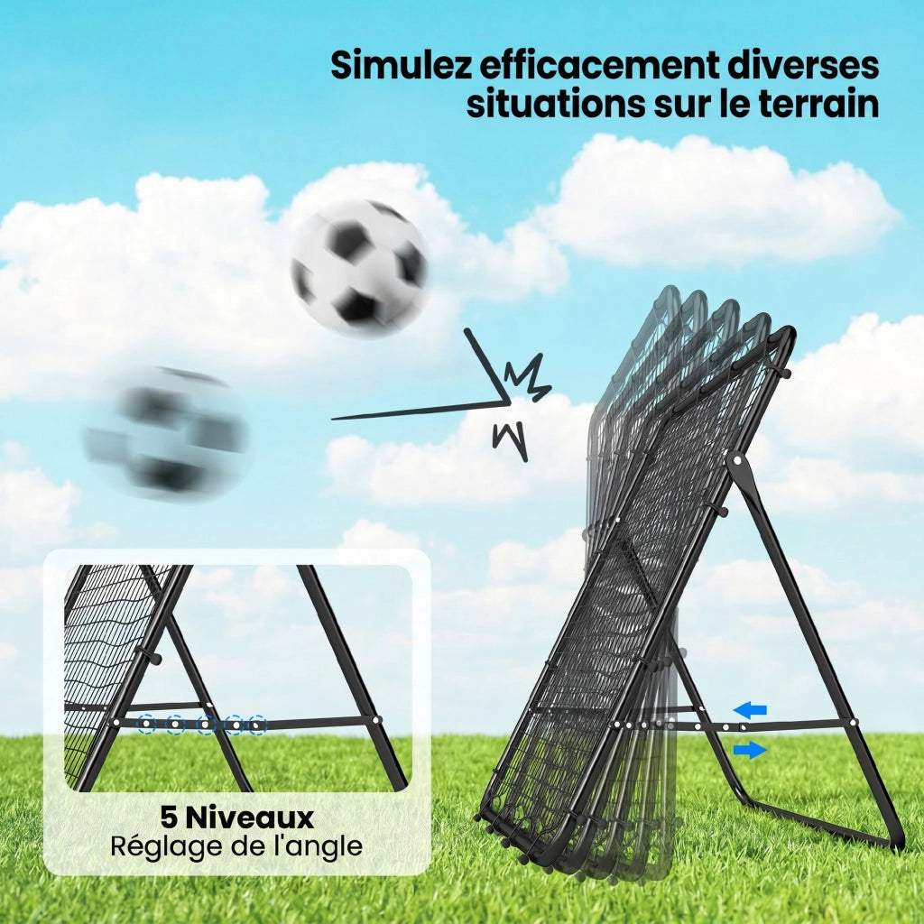 Rete da Calcio Pieghevole Regolabile ¨C Zephmum ¨C 120x73x112cm Nero