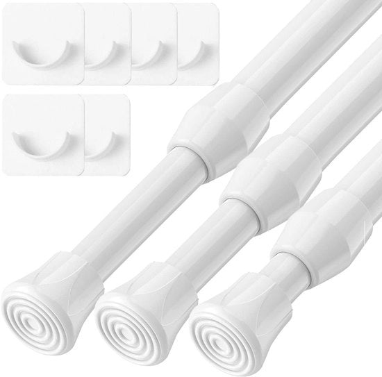 Tendina Estensibile Senza Forare - 3 Pezzi - Bianco - 50-90 cm