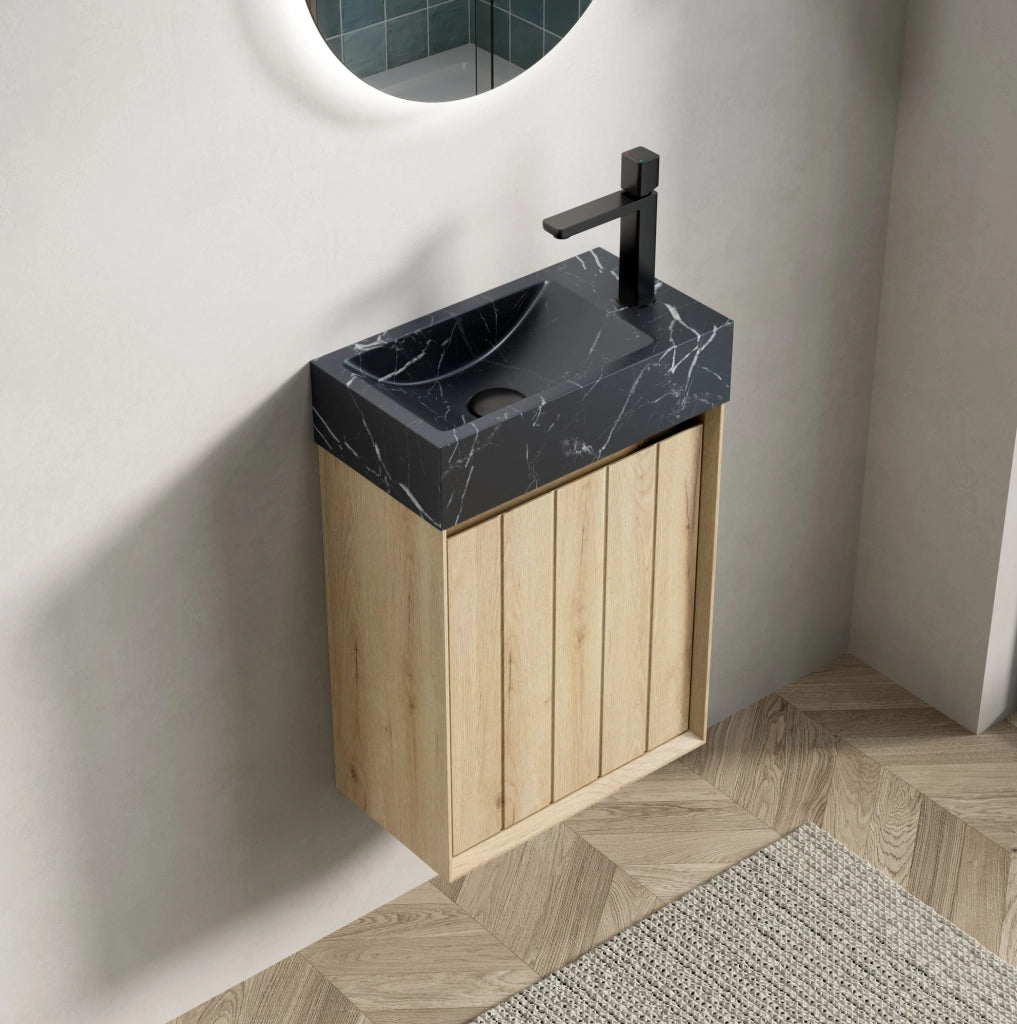 Mobile bagno compatto con lavabo integrato in marmo naturale