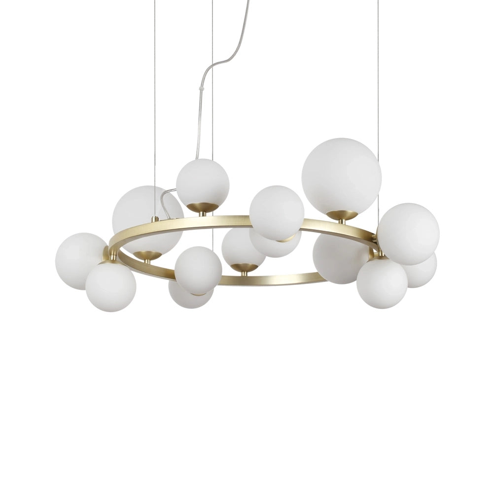 Sospensione Contemporanea Perlage Metallo Ottone 14 Luci G9 3W 3000K Luce Calda