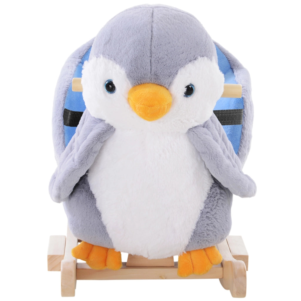 Cavallo a Dondolo a Pinguino in Peluche con 32 Musiche e Cintura di Sicurezza, Et¨¤ 18 Mesi