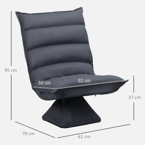 POLTRONA da pavimento girevole 360° con schienale regolabile 62x70x95 cm grigio scuro