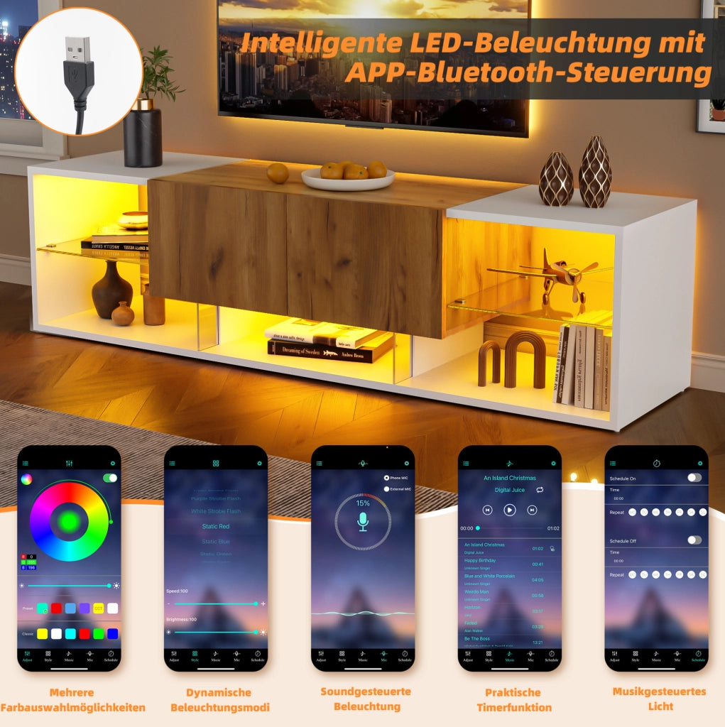 Mobile TV moderno con LED e 2 cassetti