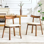 Set di 2 sedie da pranzo in legno di gomma con seduta imbottita, schienale ergonomico, bianche