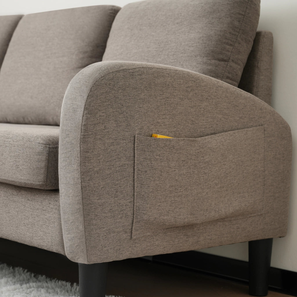 Divano angolare reversibile a 3 posti con chaise longue, design modulare, tessuto traspirante e schiuma, Antique Dark Grey