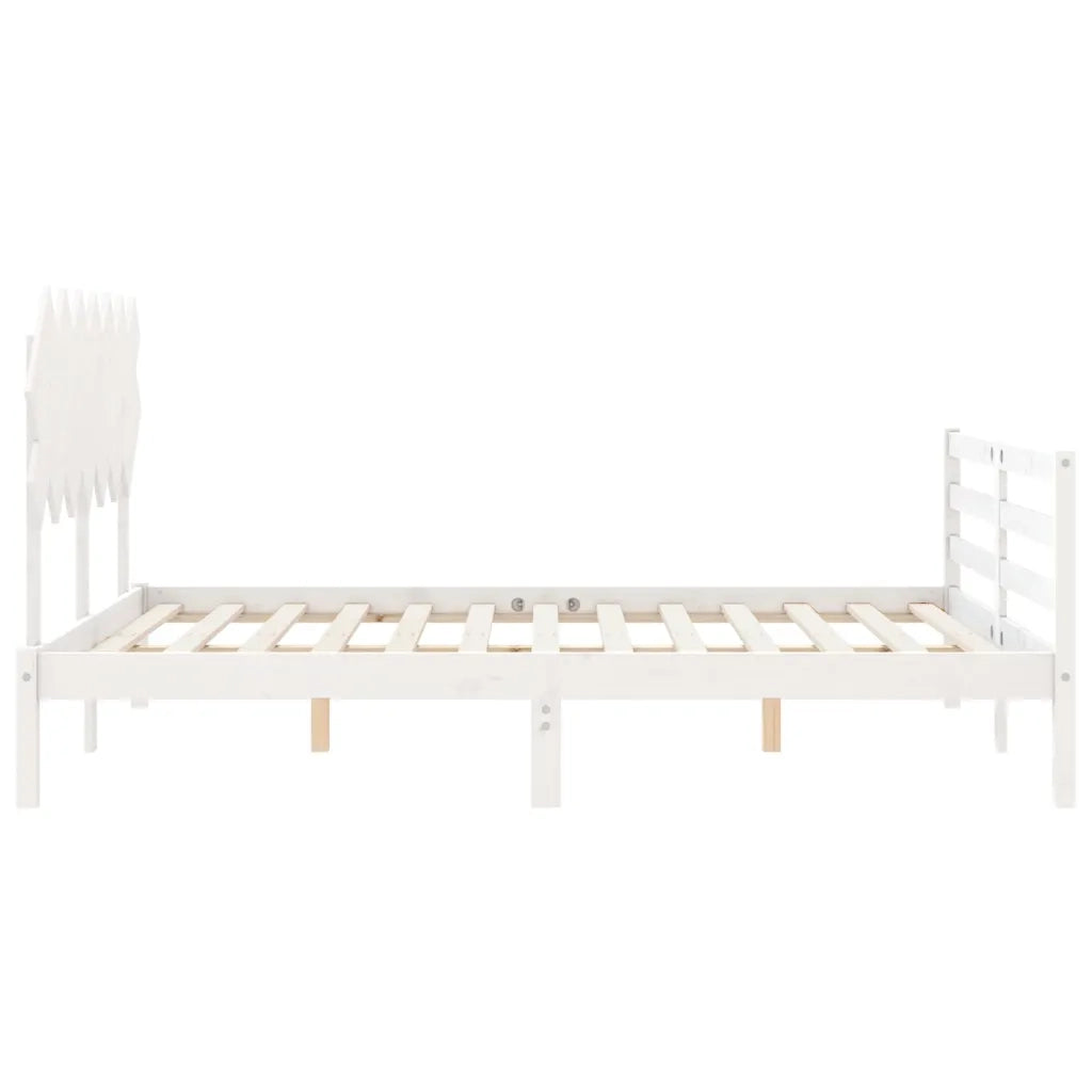 Giroletto con Testiera-Struttura Letto con testiera Bianco 140x190 cm in Legno Massello 587383