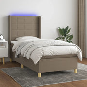 Letto a Molle con Materasso e LED Tortora 80x200 cm in Tessuto cod mxl 62713