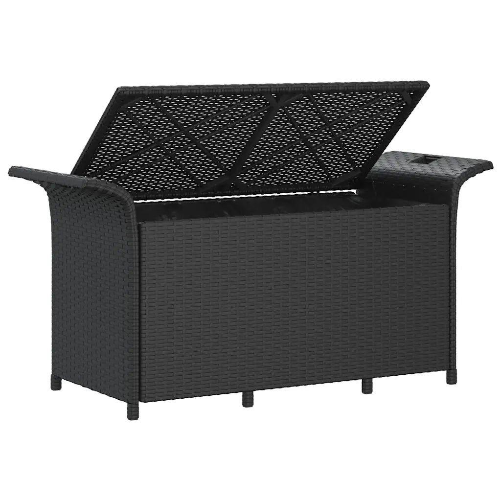 Panca da Giardino con Cuscino Nero 116x46x57 cm in Polyrattan