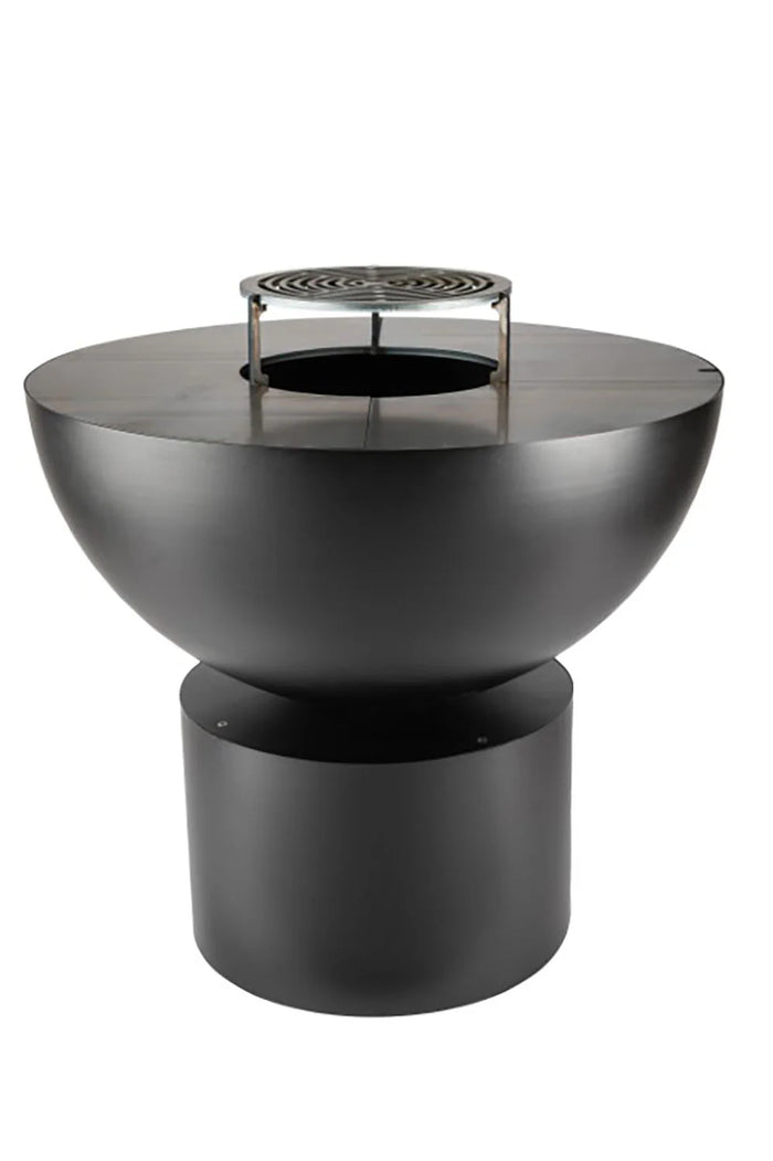 Barbecue a Legna Ø80x80 cm Primula in Acciaio Nero Alta Temperatura