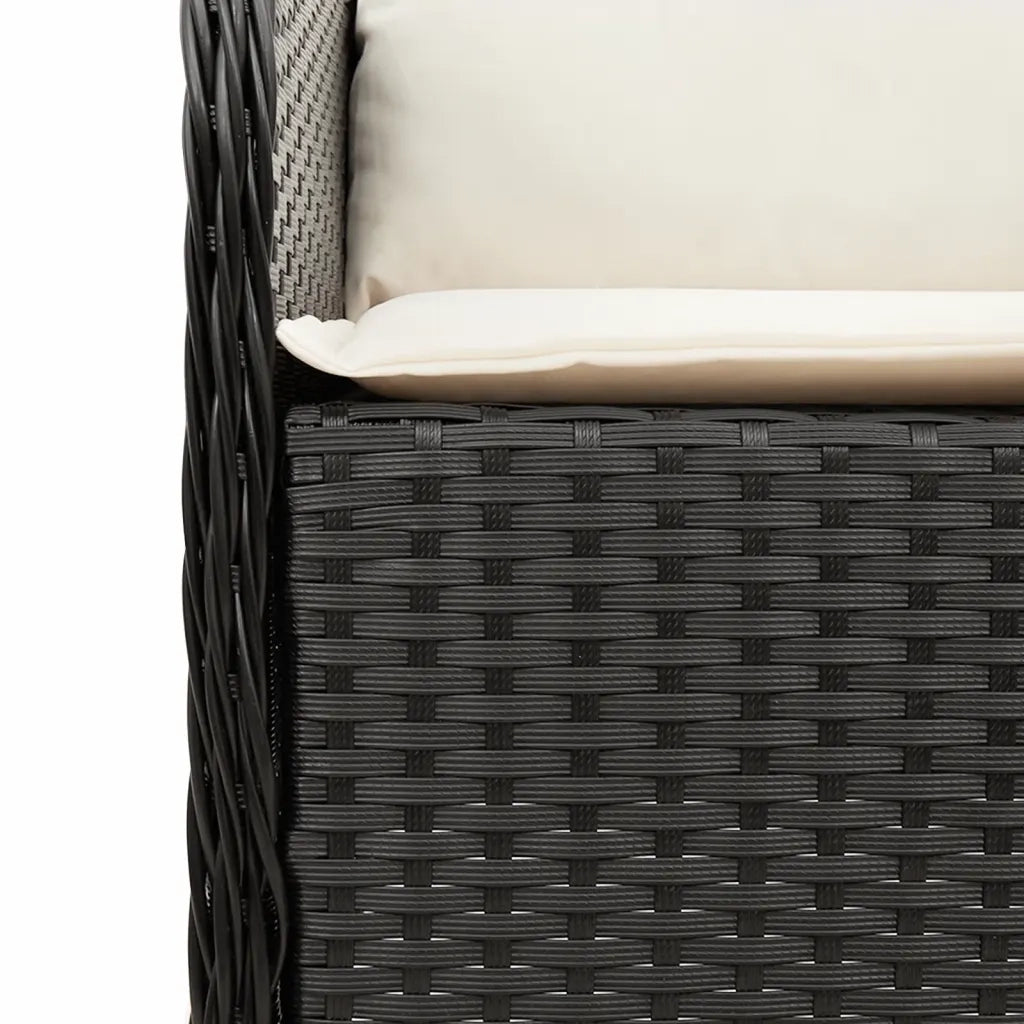 Set da Pranzo da Giardino 5 pz Nero con Cuscini in Polyrattan 3211914