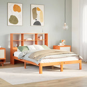 Letto Libreria senza Materasso Marrone Cera 135x190 cm in Pino 3322575