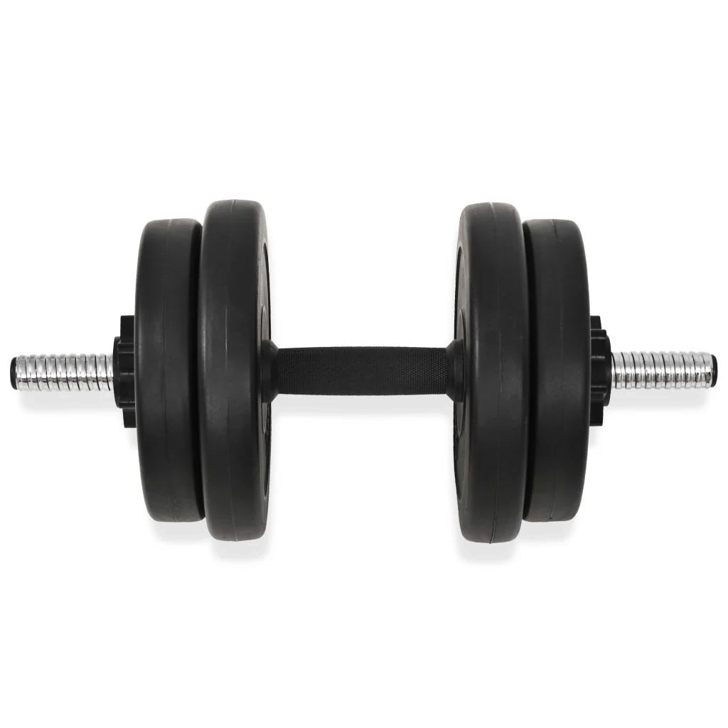Set di manubri da 14 pezzi da 20 kg con barre e dischi zavorrati per esercizi di fitness bodybuilding e bicipiti (02_0000737)