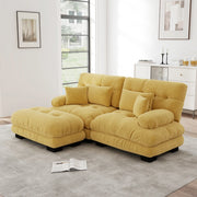 Divano modulare in chenille con ottoman; giallo