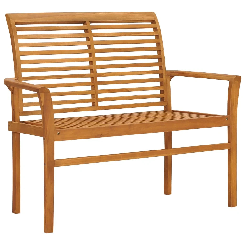 Panca da giardino arredo da esterno terrazza con cuscino verde 112 cm legno massello di teak 02_0011558