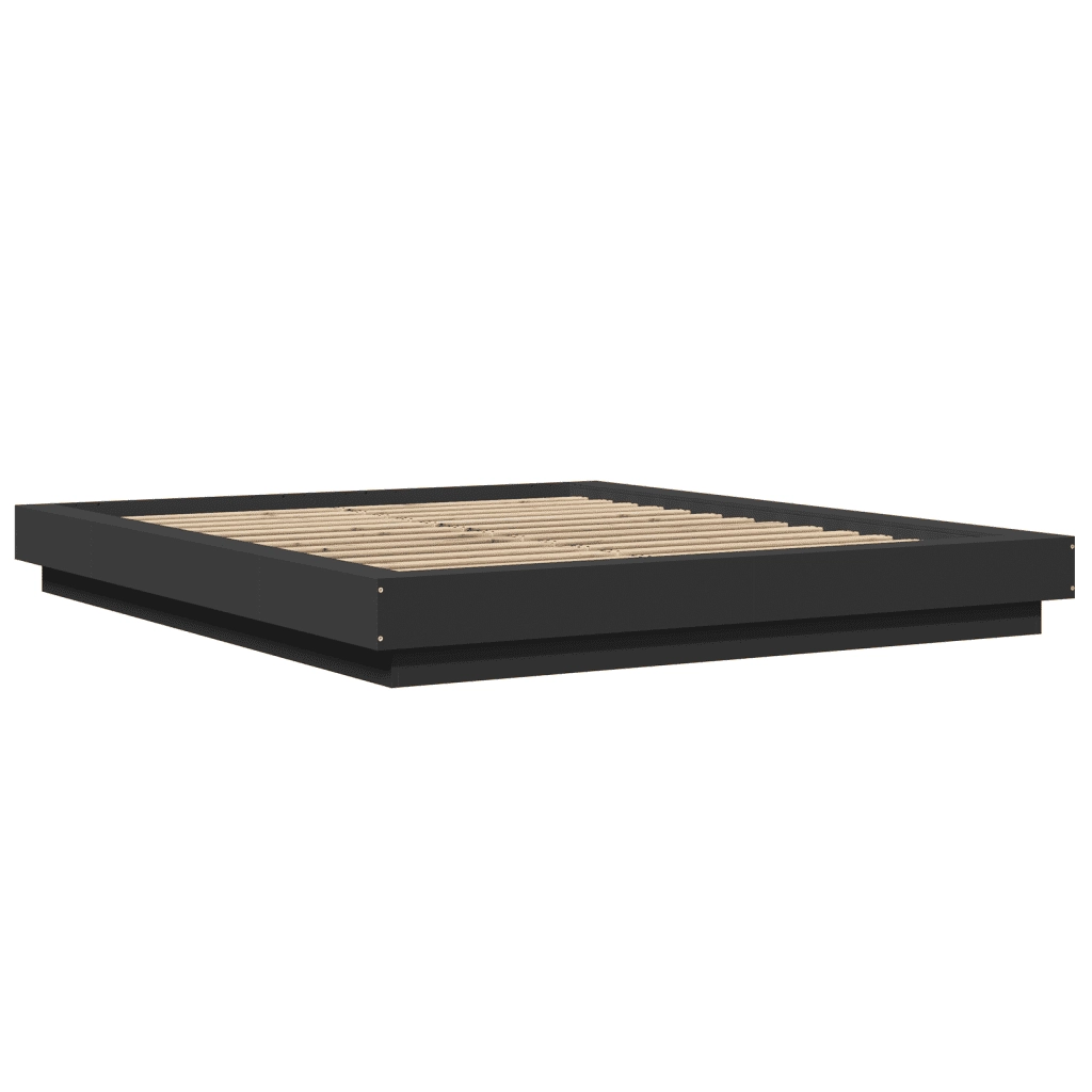 Giroletto con Luci LED Nero 160x200 cm in Legno Multistrato