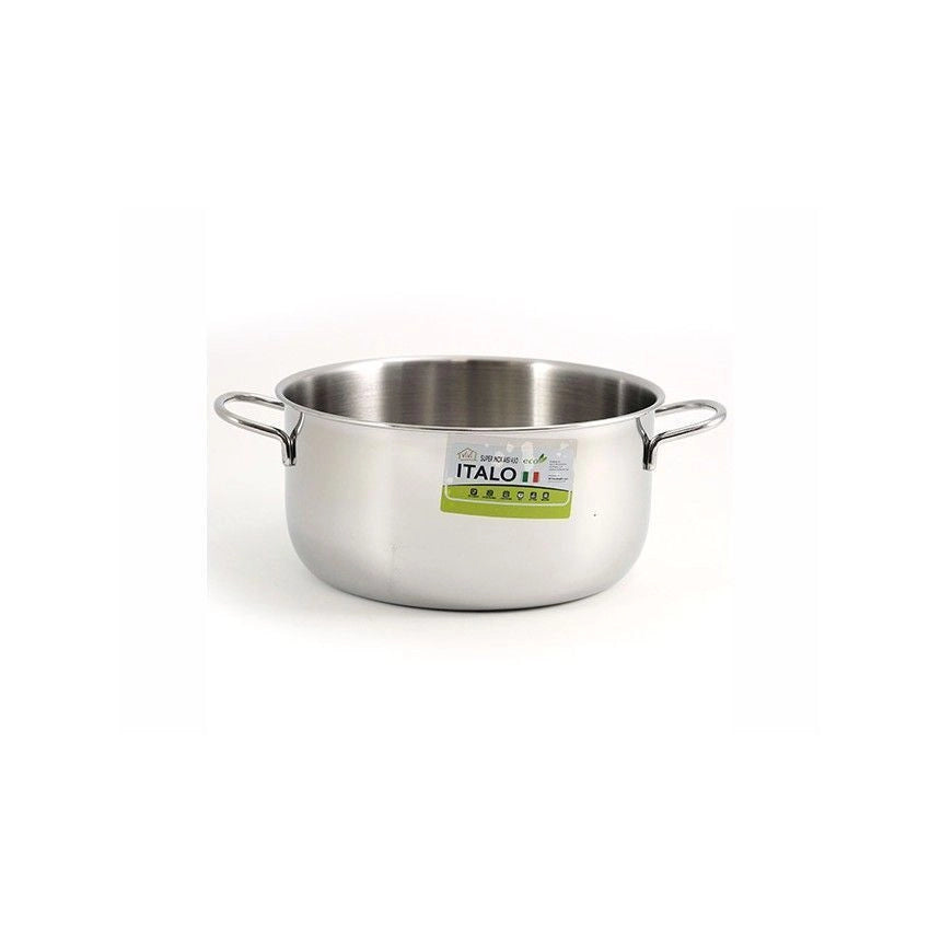 SACIM SCM630B30 Italo Casseruola Fonda 30 cm Adatta a Tutti i Piani Cottura Inclusa Induzione Acciaio Inossidabile 2 Manici colore Nero