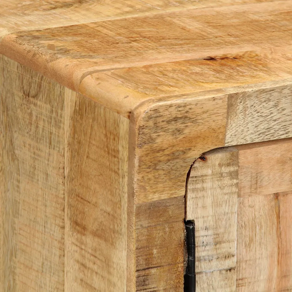 Comodino | Armadio da Notte | Mobiletto da notte 40x32x46 cm in Legno Massello di Mango Grezzo