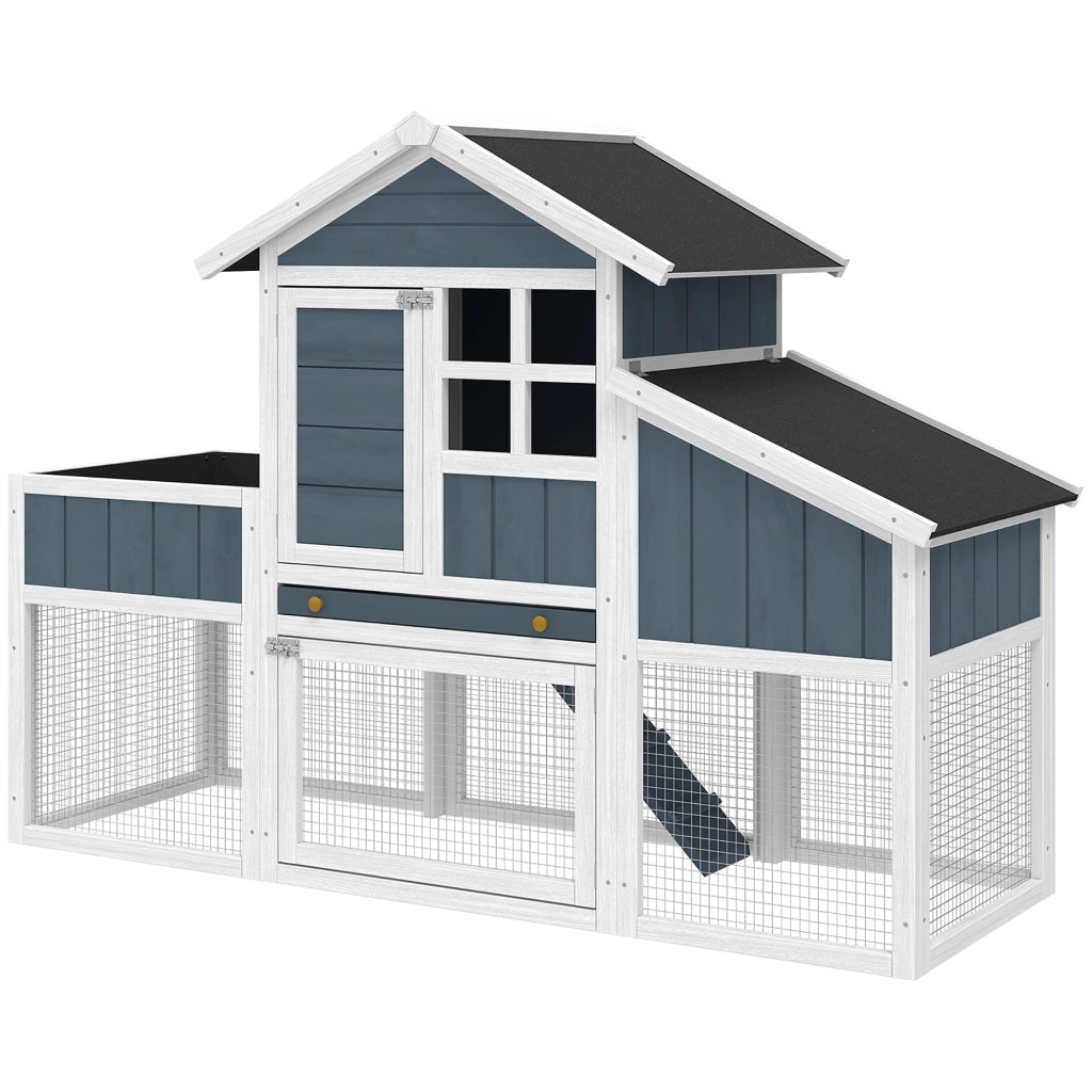Pollaio Prefabbricato in Legno con Casetta e Nido ¨C zephmum ¨C Grigio 161.5x62.5x115cm