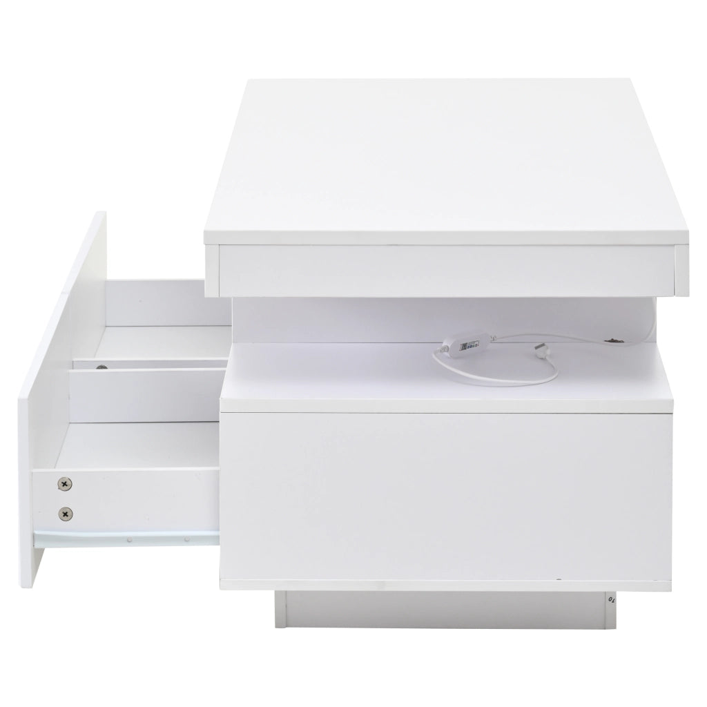 TAVOLINO DA SALOTTO 100 x 50 x 45 cm Bianco in truciolare con LED