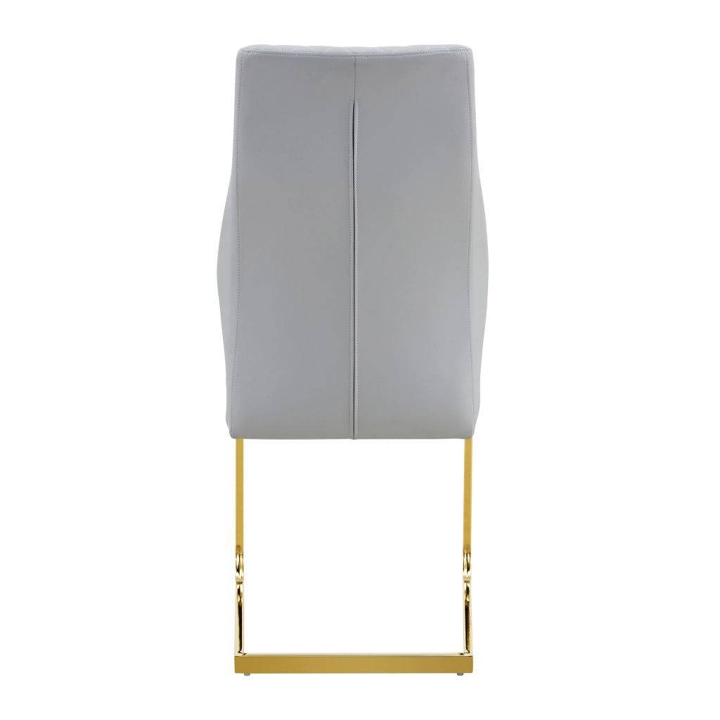 SEDIA da pranzo con schienale alto 100 cm, PU grigio chiaro e metallo oro, Set da 2 pezzi