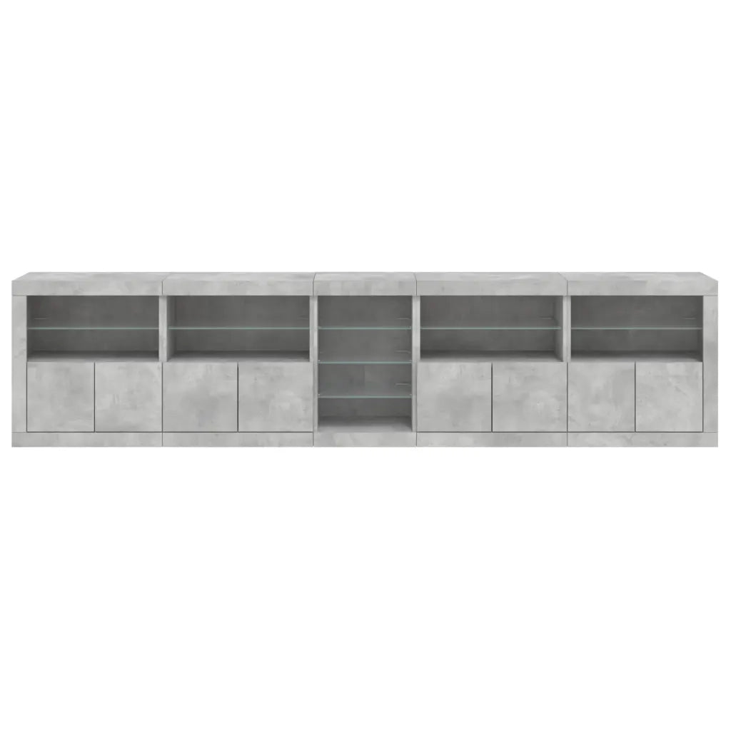 Credenza | Madia | Buffet da pranzo | Armadio da pranzo con Luci LED Grigio Cemento 283x37x67 cm