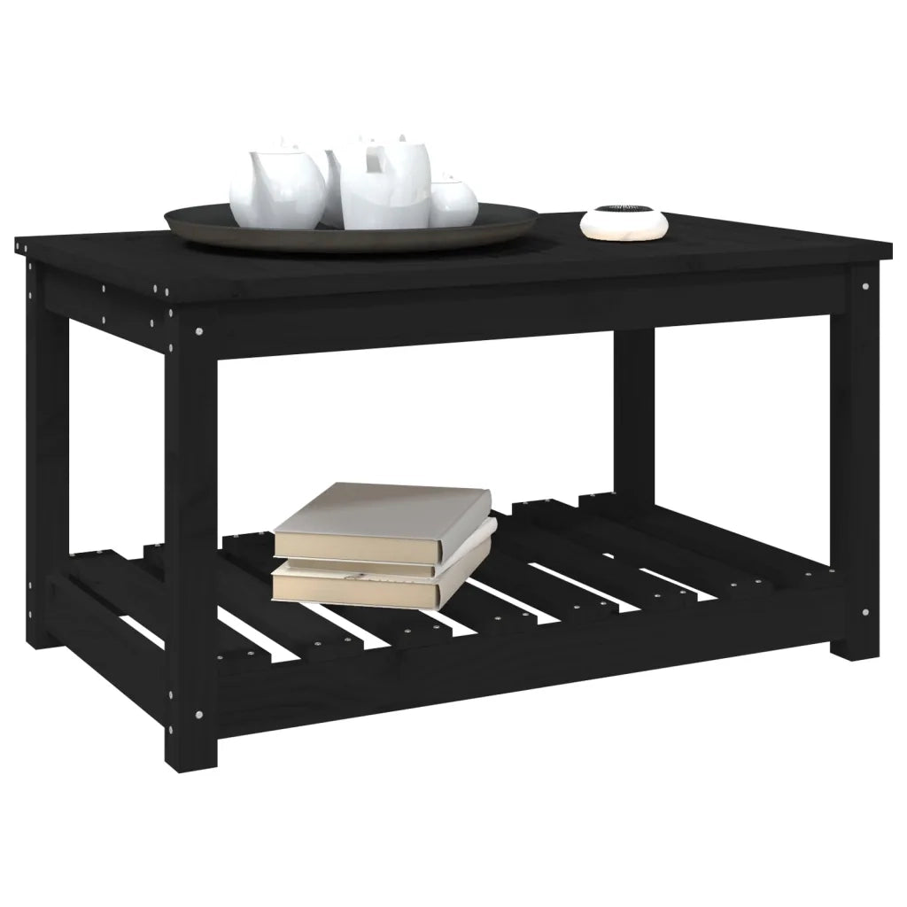 Tavolo da Giardino Nero 82,5x50,5x45 cm Legno Massello Pino 824138