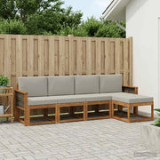 Set di divani da esterno 5 pcs Naturale e Grigio Chiaro 3385127